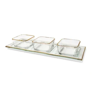 VRD4293 Glass 3 Bowl Relish Dish with Gold Rim - cozylivehome.com | we sell a wide range of comfortable household items* Giftware