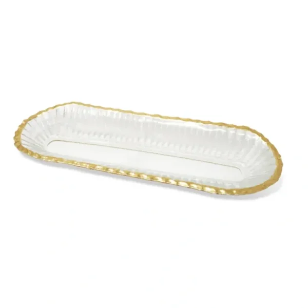 VT3249 Glass Oval Tray with Gold Rim - cozylivehome.com | we sell a wide range of comfortable household items* Giftware