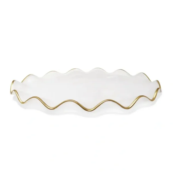 VT4889 White Alabaster Oval Tray with Gold Ruffled Border - cozylivehome.com | we sell a wide range of comfortable household items* Giftware