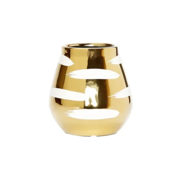 VV3059 Gold Bud Vase With White Brushed Design - cozylivehome.com | we sell a wide range of comfortable household items* Giftware