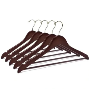 W010 Semi Curved Wooden Hangers, 17.5" Walnut-Gold - cozylivehome.com | we sell a wide range of comfortable household items* Housewares