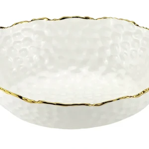 1629-WG Hammererd Round Serving Bowl With Gold Trim - cozylivehome.com | we sell a wide range of comfortable household items* Giftware