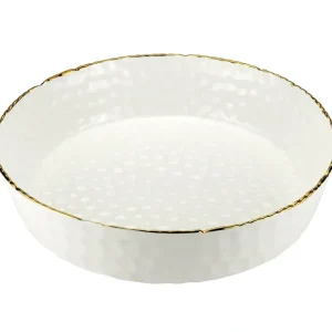 1904-WG Round Service Dish With Gold Trim - cozylivehome.com | we sell a wide range of comfortable household items* Giftware