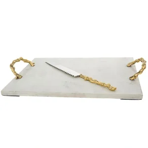 Shop All^#20 White Marble Challah Board with Wooden Design Handles- 14.5 x 11 - cozylivehome.com | we sell a wide range of comfortable household items