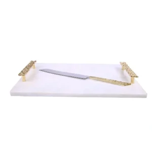 White Marble Challah Tray with Mosaic Handles #24 - cozylivehome.com | we sell a wide range of comfortable household items* Shop All