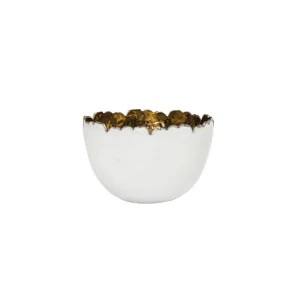 33560 4" WHITE/GOLD SNACK BOWL - cozylivehome.com | we sell a wide range of comfortable household items* Giftware