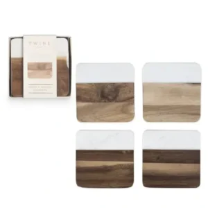 WOOD & MARBLE COASTERS SET OF 4 - cozylivehome.com | we sell a wide range of comfortable household items* Shop All