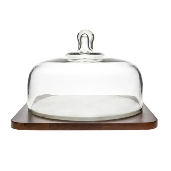 35600 Wood W/ Marble Inlay Cake Dome - cozylivehome.com | we sell a wide range of comfortable household items* Giftware