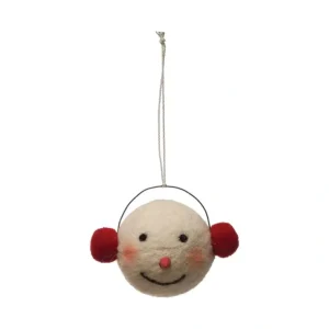 Wool Felt Snowman Head Ornament w/ Earmuffs - cozylivehome.com | we sell a wide range of comfortable household items* Shop All