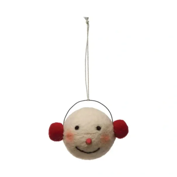 Wool Felt Snowman Head Ornament w/ Earmuffs - cozylivehome.com | we sell a wide range of comfortable household items* Shop All