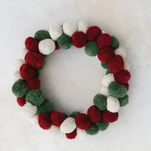 Wool Pom Pom Wreath 18" - cozylivehome.com | we sell a wide range of comfortable household items* Shop All