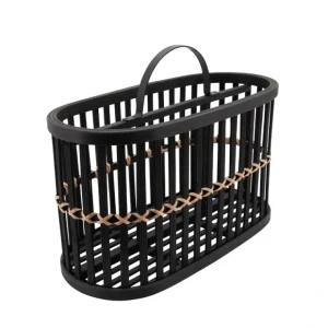 15889-02 WOVEN 14" OVAL BASKET, BLACK - cozylivehome.com | we sell a wide range of comfortable household items* Giftware