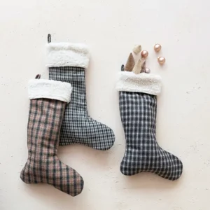 Woven Wool Blend Plaid Stocking w/ Sherpa Cuff - cozylivehome.com | we sell a wide range of comfortable household items* Shop All