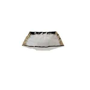 WPB3943 White Porcelain Square Salad Bowl with Gold Edge 11" - cozylivehome.com | we sell a wide range of comfortable household items* Giftware