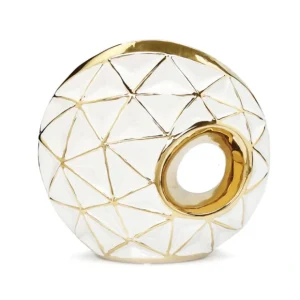 WPV2803 White Porcelain Round Vase Geometrical Design - cozylivehome.com | we sell a wide range of comfortable household items* Giftware