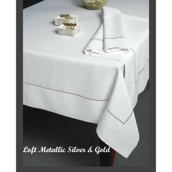 Shop All^64x84 Fleischman Tablecloth Loft Metallic White - cozylivehome.com | we sell a wide range of comfortable household items