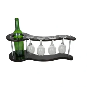 XR1105 8X20X7 WINE BOTTLE & 4 GLASS HOLDER - cozylivehome.com | we sell a wide range of comfortable household items* Giftware